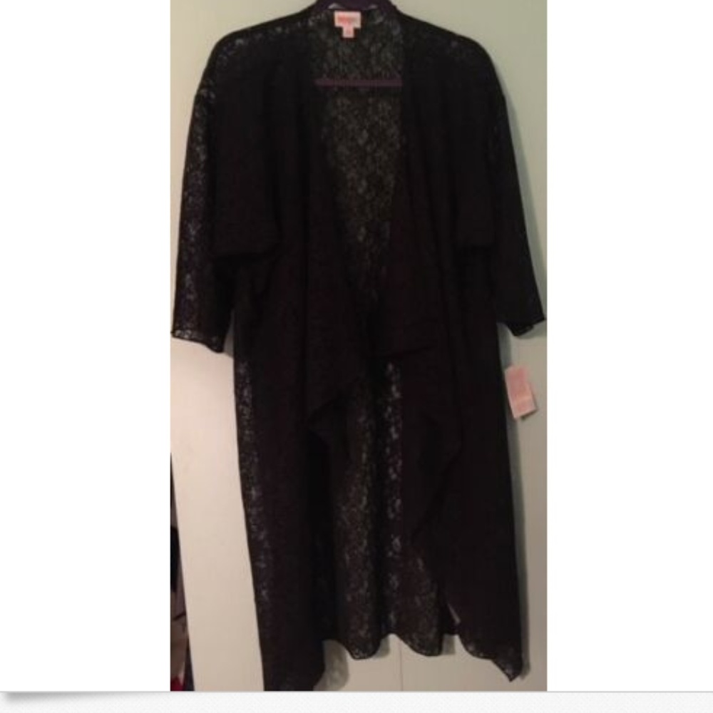 LuLaRoe Shirley Kimono Black Lace Medium